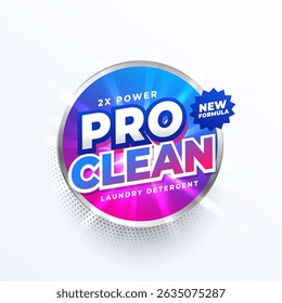 pro cleaner laundry detergent label for brand marketing vector