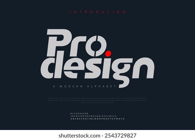 Pro design, abstract modern italic alphabet fonts technology digital fonts and numbers logo design