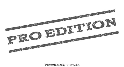 Pro Edition watermark stamp. Text tag between parallel lines with grunge design style. Rubber seal stamp with unclean texture. Vector grey color ink imprint on a white background.