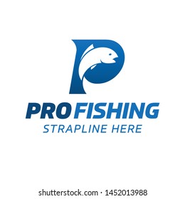 Pro fishing logo vector template