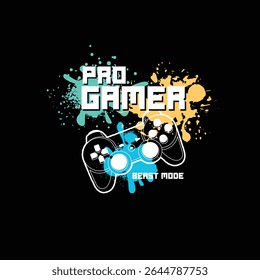 Pro Gamer Beast Mode splatter console vector design