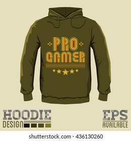 Pro Gamer Vector Hoodie print design - sweatshirt template
