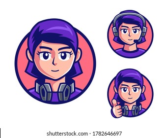 pro Gamers teenage girl logo design
