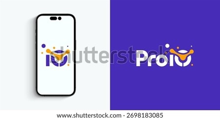 Pro IO App Logo Design Concept with Mobile Mock up