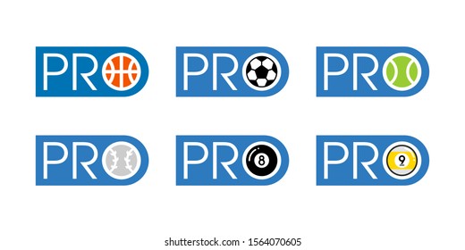 Pro Level Badge for Various Sports, Icon or Logo Vector