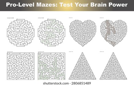 pro level mazes test your brain power with various shapes and patterns