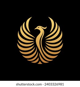 Pro Luxury Golden Phoenix Logo