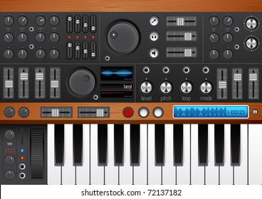 Pro Music Synthesizer/ Interface vector EPS. High Quality with lots of detail for your musical design needs!