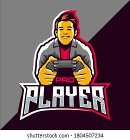 Diseño del logotipo del juego de apoyo para jugadores Pro