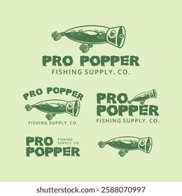 PRO POPPER FISHING SUPPLY.CO logo illustration vector design