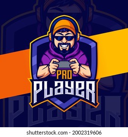 pro prayer gamer man mascot character for gaming esport logo designs