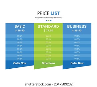 Pro Price List Vector Template Design