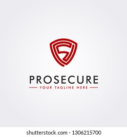 Pro secure logo with red color. Vector technology logo concept with shield icon.