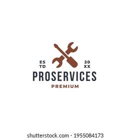 pro service logo concept with screwdriver and wrench symbol icon
