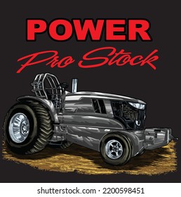  pro stock tractor isolated on black background for poster, t-shirt print, business element, social media content, blog, sticker, and card. vector illustration.