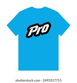 pro text blue t shirt fashion sticker vector illustration template design