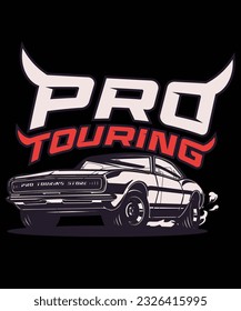 pro touring classic muscle car illustration art style