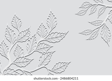 Pro vector set of hand-drawn tropical leaf silhouettes in silver