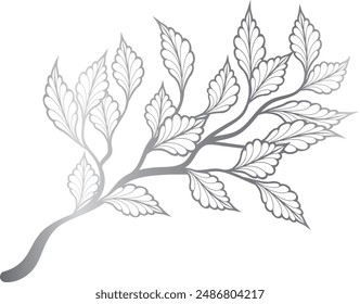 Pro vector set of hand-drawn tropical leaf silhouettes in silver