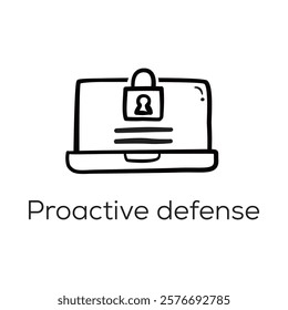 Proactive Defense Icon – Laptop with Lock Representing Preventive Cybersecurity