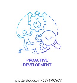 Proactive development blue gradient concept icon. Planning ahead. Drive growth. Business growth. Latest trend. Product strategy abstract idea thin line illustration. Isolated outline drawing