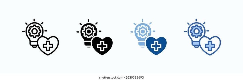 Proactive Health icon sheet multiple style collection isolated vector