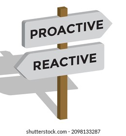 proactive and reactive direction sign, vector illustration