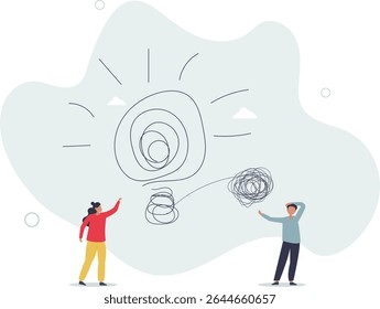 Pensamento pró-ativo e reativo, caos e teoria da ordem ou simplificar a ideia para resolver problemas de dificuldade conceito.