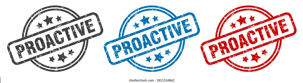 proactive round grunge vintage sign. proactive stamp