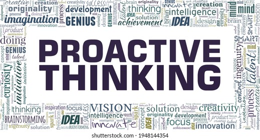 Proactive thinking vector illustration word cloud isolated on a white background.