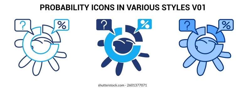 Probability icon represented by percentage probability diagram Blue, Dualline, Dualtone style.