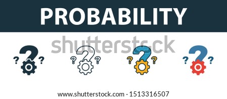 Probability icon set. Premium simple element in diferent styles from crm icons collection. Set of probability icon in filled, outline, colored and flat symbols concept.