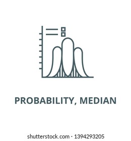 Probability, median  vector line icon, linear concept, outline sign, symbol