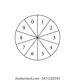 Probability spinner with numbers template. Clipart image