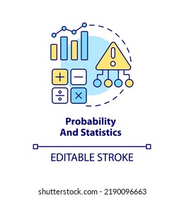 Probability and statistics concept icon. Analysis and prediction. Data analyst skill abstract idea thin line illustration. Isolated outline drawing. Editable stroke. Arial, Myriad Pro-Bold fonts used