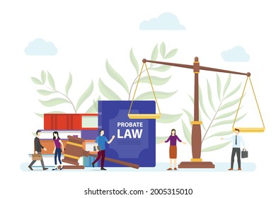 probate law concept with people and gavel scale with modern flat style