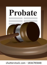 probation paper, judge gavel, vector illustration 