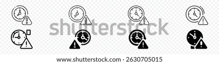 Probation Period Icon with Clock and Warning Symbol Representing Employee Trial Duration, Temporary Work Evaluation Phase, HR Contract Assessment Timeline, Workplace Alert and Employment Policy Icon