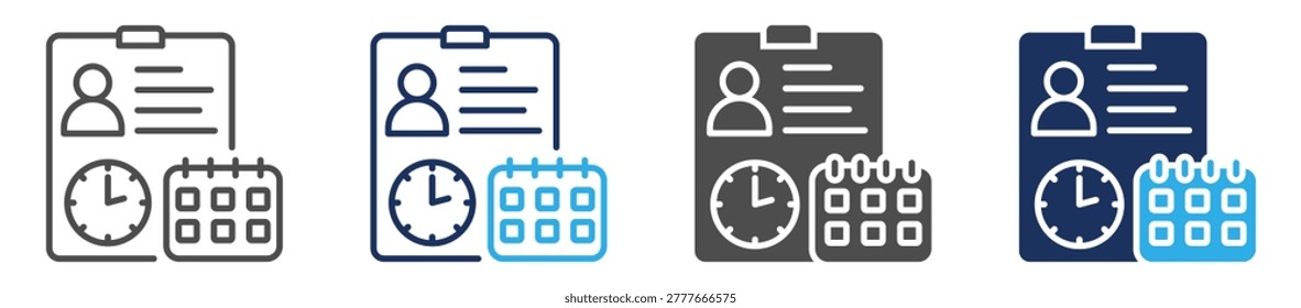 probationary employee icon set multi concept
