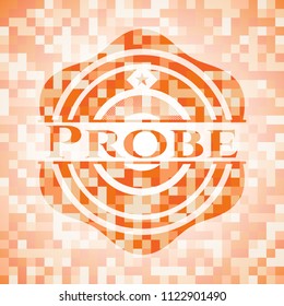 Probe abstract orange mosaic emblem