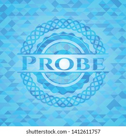 Probe light blue emblem. Mosaic background