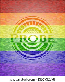 Probe on mosaic background with the colors of the LGBT flag