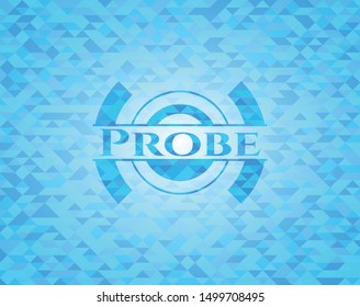 Probe realistic sky blue emblem. Mosaic background