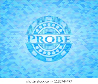 Probe sky blue emblem. Mosaic background