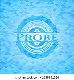 Probe sky blue emblem. Mosaic background