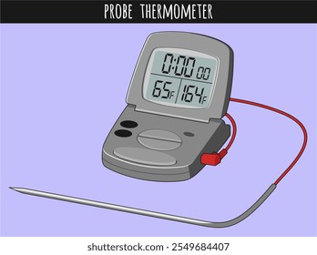 Probe Thermometer - Vector Colored Illustration
