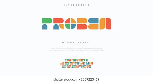 Probem minimal abstract alphabet fonts. Typography technology, electronic, movie, digital, music, future, logo creative font. vector illustration