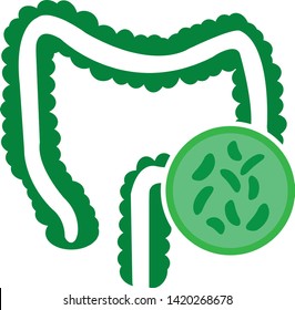 Probiotic bacteria culture vector icon green, health, nutrition icon