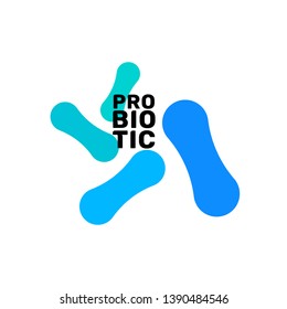 Probiotic Bacteria Logo. Bifidobacteria Lactobacillus Gut Acidophilus. Lactic Prebiotic Healthy Flora Care.