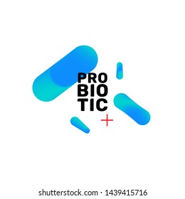 Probiotic bacteria logo. Bifidobacteria lactobacillus gut acidophilus. Lactic prebiotic healthy flora care.